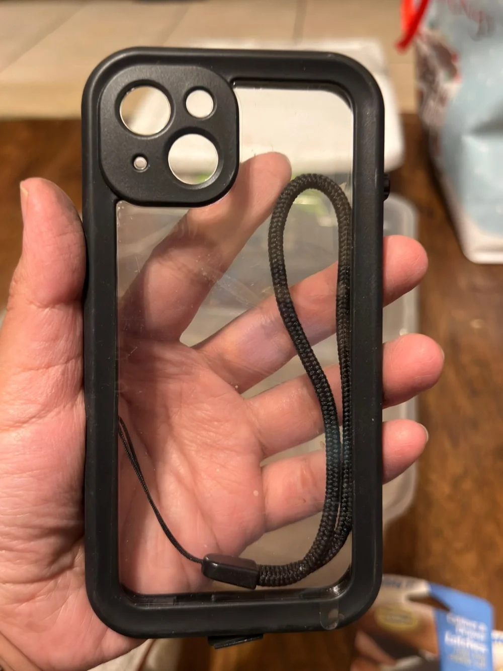 iPhone 13 Black Clear Protective Phone Case with Lanyard
